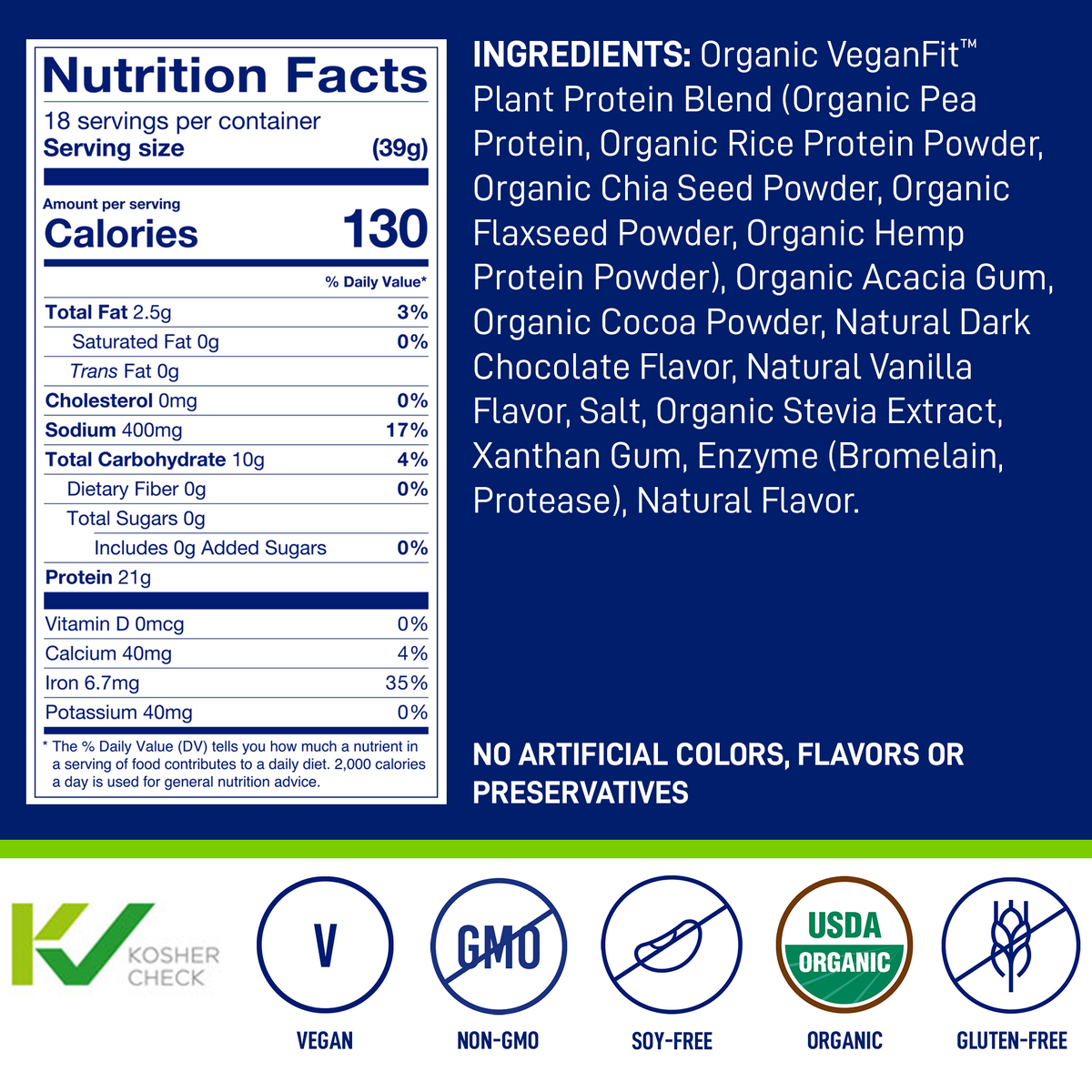 LEANFIT ORGANIC PLANTBASED PROTEIN™ Chocolate Vegan Protein Powder