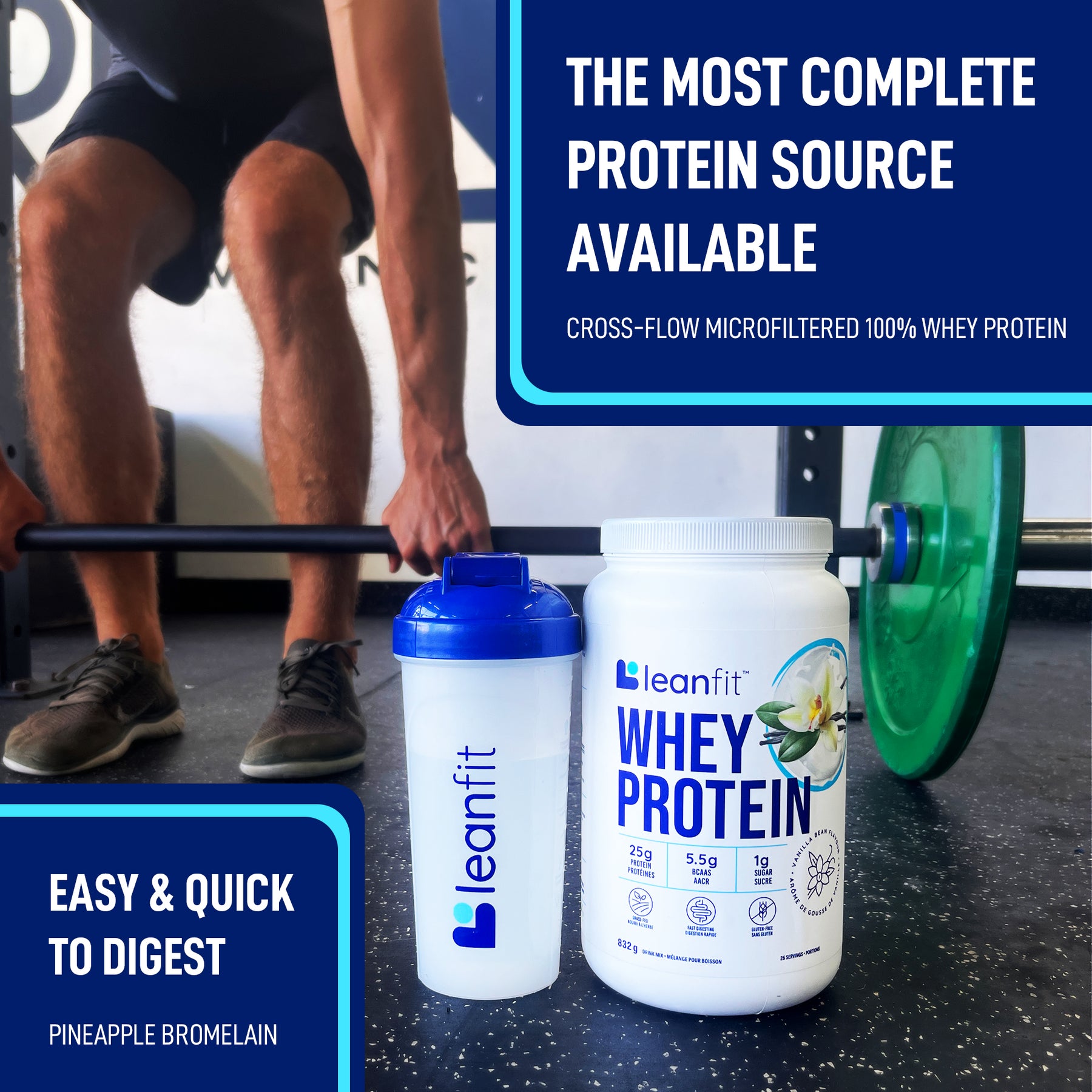 LEANFIT WHEY PROTEIN™ Vanilla 1.83 lbs GrassFed Whey Protein Powder LEANFIT® US